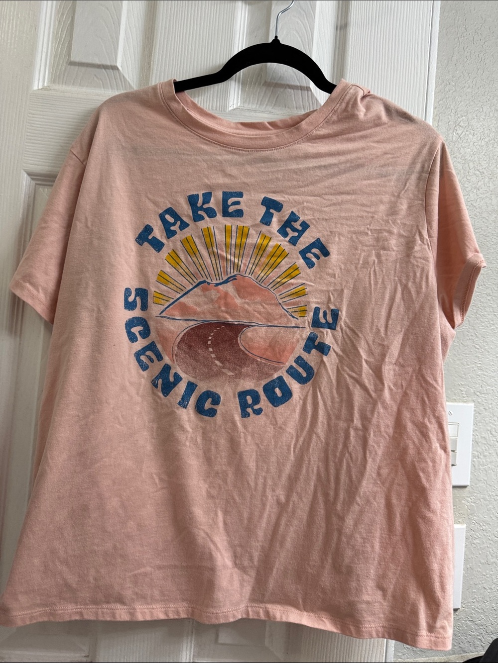 Sonoma Peach Graphic Tee with Blue Print